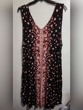Maurices Black Sleeveless Dress with Pink Floral Center Panel
